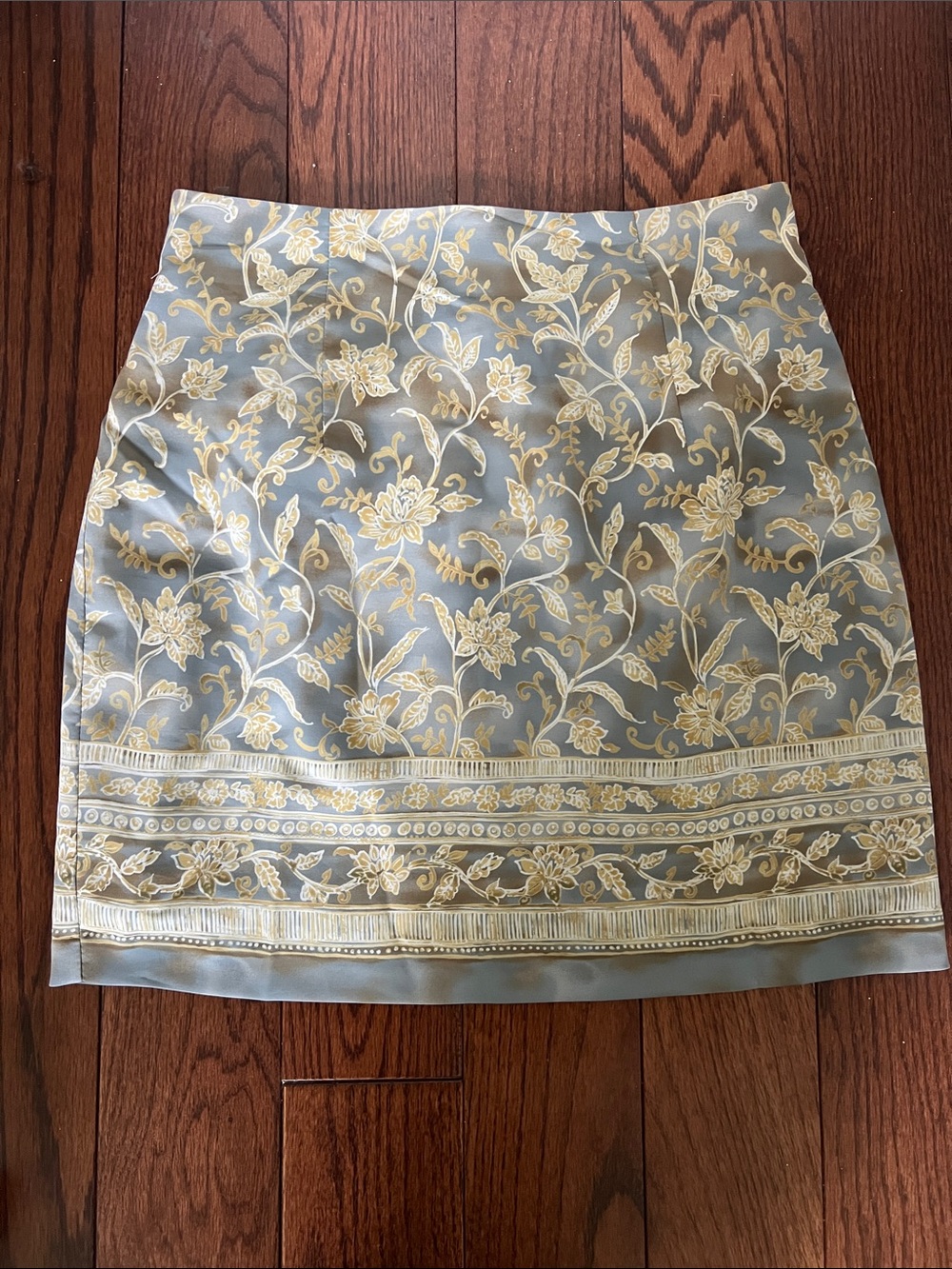 Blue grey Floral Embroidered Satin Skirt - Women's